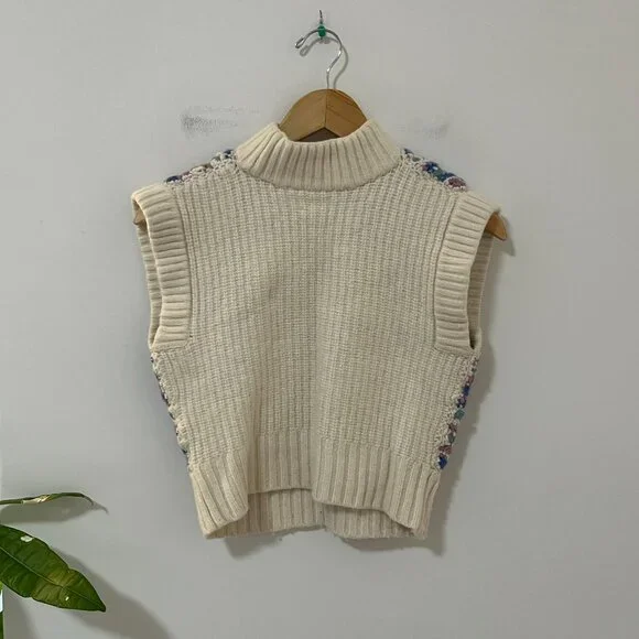 Sezane x Sea NY Merino Wool Blue & Purple Sleeveless Knit Sweater Size XXS - Picture 7 of 8